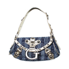 Gussaci Vintage Baguette Bag Gold Light Denim