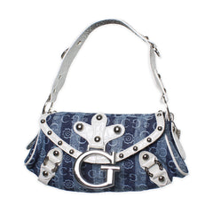 Gussaci Vintage Baguette Bag White Light Denim
