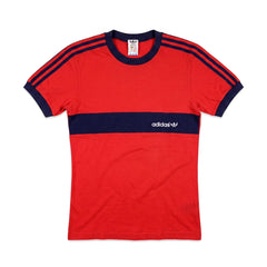 Adidas T-Shirt Beckenbauer Rot Marineblau Herren Mischgewebe – Vorderansicht