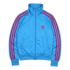 Adidas Trackjacket Firebird Blau Rot Damen Polyester – Vorderansicht