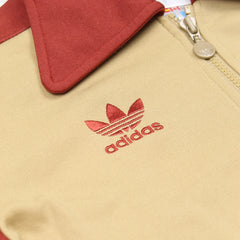 Adidas Trackjacket Firebird Burgunderrot Beige Damen Mischgewebe – Nahaufnahme-1