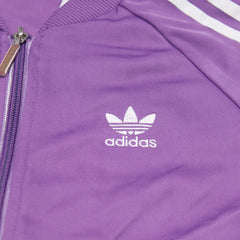Adidas Trackjacket Firebird Lila Weiß Damen Polyester – Nahaufnahme-1