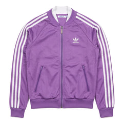 Adidas Trackjacket Firebird Lila Weiß Damen Polyester – Vorderansicht