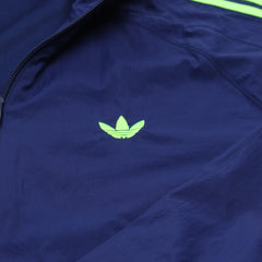 Adidas Trackjacket Firebird Marineblau Grün Herren Polyester – Nahaufnahme-1