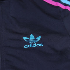 Adidas Trackjacket Firebird Marineblau Hellblau Damen Polyester – Nahaufnahme-1