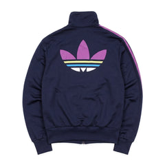 Adidas Trackjacket Firebird Marineblau Hellblau Damen Polyester – Rückseite