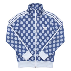 Adidas Trackjacket Firebird Marineblau Hellblau Damen Baumwolle – Vorderansicht