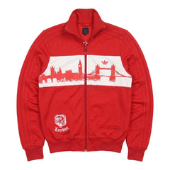 Adidas Trackjacket Firebird Rot Weiß Herren Polyester – Vorderansicht