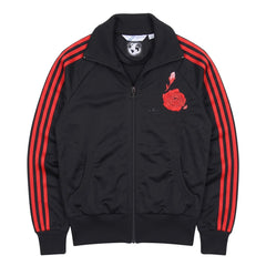 Adidas Trackjacket Firebird Schwarz Rot Damen Polyester – Vorderansicht