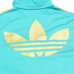 Adidas Trackjacket Firebird Türkis Gold Damen Polyester – Nahaufnahme-2