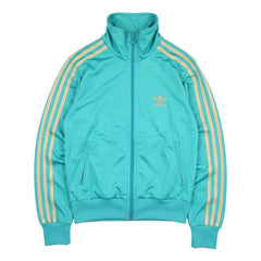 Adidas Trackjacket Firebird Türkis Gold Damen Polyester – Vorderansicht