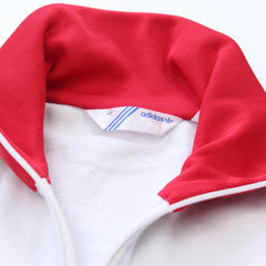 Adidas Trackjacket Beckenbauer Weiß Rot Damen Mischgewebe – Nahaufnahme-2