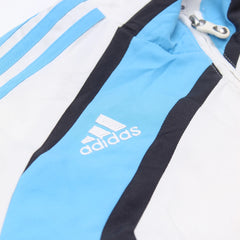 Adidas Trackjacket Fußballverein Weiß Türkis Herren Polyester – Nahaufnahme-2