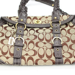 Coach Handtasche Y2K Braun Beige Damen Leder, Baumwolle – Nahaufnahme-1