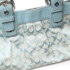 Coach Handtasche Y2K Türkis Damen Baumwolle PVC – Nahaufnahme-1