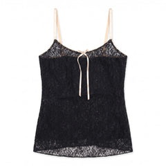 D&G Tanktop Designer Schwarz Creme Damen Nylon – Vorderansicht