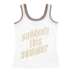 D&G Tanktop Designer Weiß Orange Damen Baumwolle – Vorderansicht