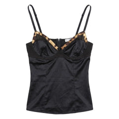 D&G Unterwäsche Designer Schwarz Braun Damen Seide – Vorderansicht
