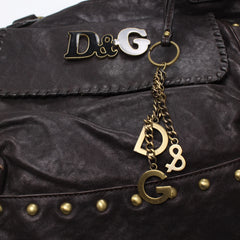 D&G Handtasche Y2K Schwarz Gold Damen Leder – Nahaufnahme-1
