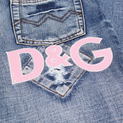 D&G Jeans Flared Blau Pink Damen Baumwolle – Nahaufnahme-1