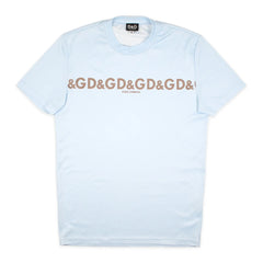 D&G T-Shirt Designer Hellblau Damen Polyester – Vorderansicht