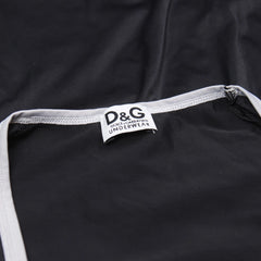 D&G T-Shirt Designer Schwarz Silber Damen Nylon – Nahaufnahme-2