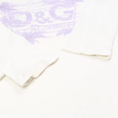D&G T-Shirt Designer Weiß Flieder Damen Baumwolle – Nahaufnahme-2