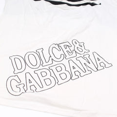 D&G T-Shirt Designer Weiß Schwarz Damen Baumwolle – Nahaufnahme-2