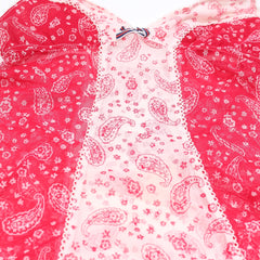 D&G Tanktop Designer Rot Rose Damen Nylon – Nahaufnahme-3