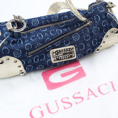 Gussaci Vintage Gold Pattern Dunkles Denim Bag