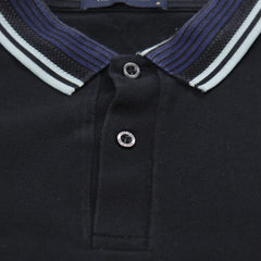 Fred Perry Polo Casual Marineblau Hellblau Herren Baumwolle – Nahaufnahme-2