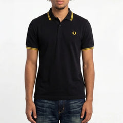 Fred Perry Polo Casual Schwarz Gold Herren Baumwolle