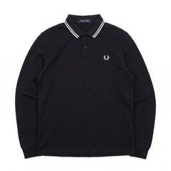 Fred Perry Polo Casual Schwarz Weiß Herren Baumwolle – Vorderansicht