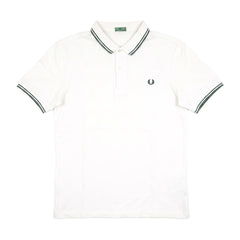 Fred Perry Polo Casual Weiß Grün Herren Baumwolle – Vorderansicht