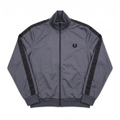 Fred Perry Trackjacket Casual Grau Schwarz Herren Polyester – Vorderansicht