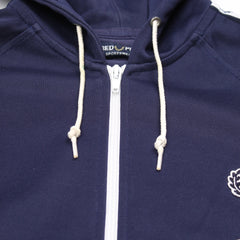 Fred Perry Trackjacket Casual Marineblau Weiß Herren Polyester – Nahaufnahme-2