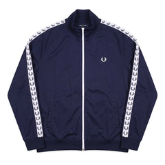 Fred Perry Trackjacket Casual Marineblau Weiß Herren Polyester – Vorderansicht