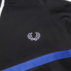 Fred Perry Trackjacket Casual Schwarz Blau Herren Baumwolle, Elastan – Nahaufnahme-1