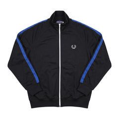 Fred Perry Trackjacket Casual Schwarz Blau Herren Baumwolle, Elastan – Vorderansicht