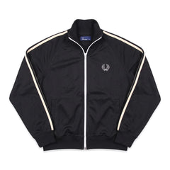 Fred Perry Trackjacket Casual Schwarz Weiß Damen Polyester – Vorderansicht