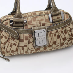 Guess Handtasche Y2K Beige Braun Damen Baumwolle – Nahaufnahme-1