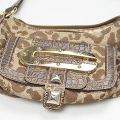 Guess Handtasche Y2K Beige Braun Damen Baumwolle PVC – Nahaufnahme-2