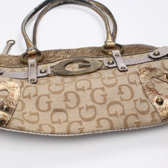 Guess Handtasche Y2K Beige Gold Damen Baumwolle – Nahaufnahme-1