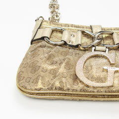 Guess Handtasche Y2K Beige Gold Damen Baumwolle, Kunstleder – Nahaufnahme-3