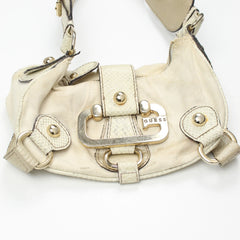 Guess Handtasche Y2K Beige Silber Damen Baumwolle Kunstleder – Nahaufnahme-1
