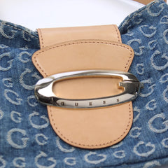 Guess Handtasche Y2K Blau Beige Damen Baumwolle – Nahaufnahme-2