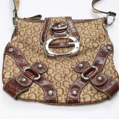 Guess Handtasche Y2K Braun Beige Damen Baumwolle – Nahaufnahme-1