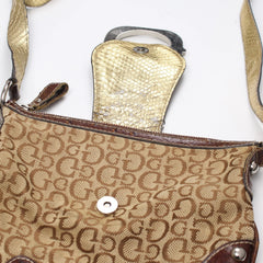 Guess Handtasche Y2K Braun Beige Damen Baumwolle – Nahaufnahme-3