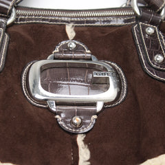 Guess Handtasche Y2K Braun Creme Damen Kunstleder, Baumwolle – Nahaufnahme-2