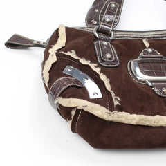 Guess Handtasche Y2K Braun Creme Damen Kunstleder, Baumwolle – Nahaufnahme-3